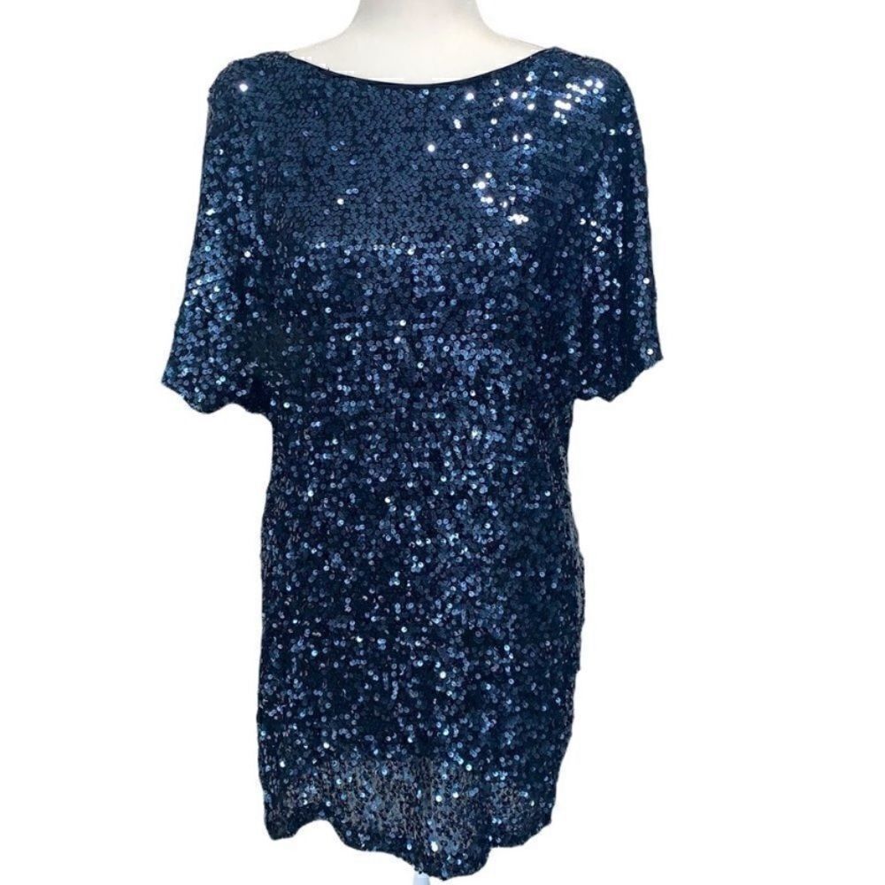 CACHE Blue Sequin Party Dress Size 0